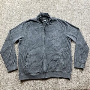 Daniel Buchler Jacket Size Large Velvet Gray Full Zip‎ New York Pockets Mens